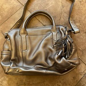 B Makowsky Leather Satchel in Metallic Clay